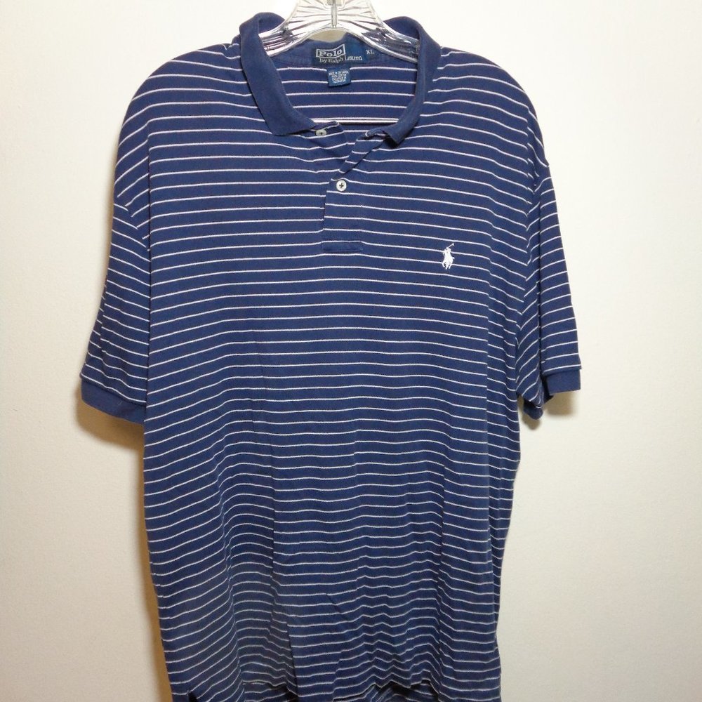 Ralph Lauren Polo Mens Shirt Blue White Stripes XL